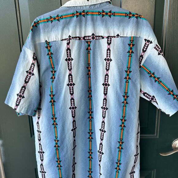 Vintage Panhandle Slim Western Shirt L Pearl Snap Aztec Rodeo Coastal Cowboy - Picture 6 of 8